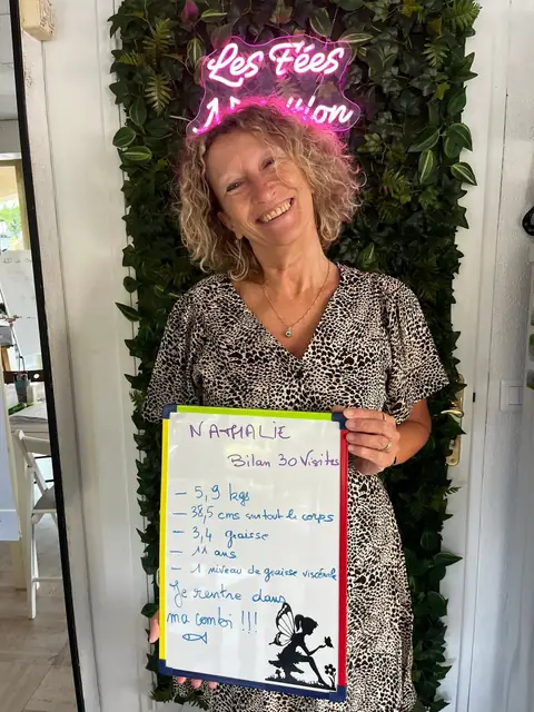 Le bilan d’une membre du club Les Fées Nutrition, inscrit sur son ardoise